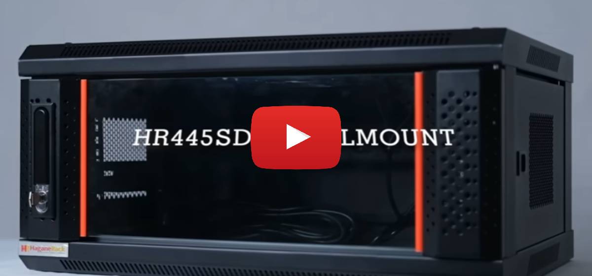 HaganeRack Wallmount Rack 4U Depth 450mm Single Door - HR445SDG